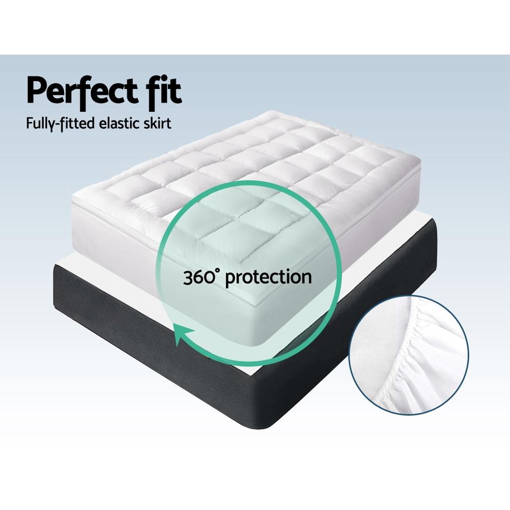 King Mattress Topper Bamboo Fibre Pillowtop Protector - Bedzy Australia