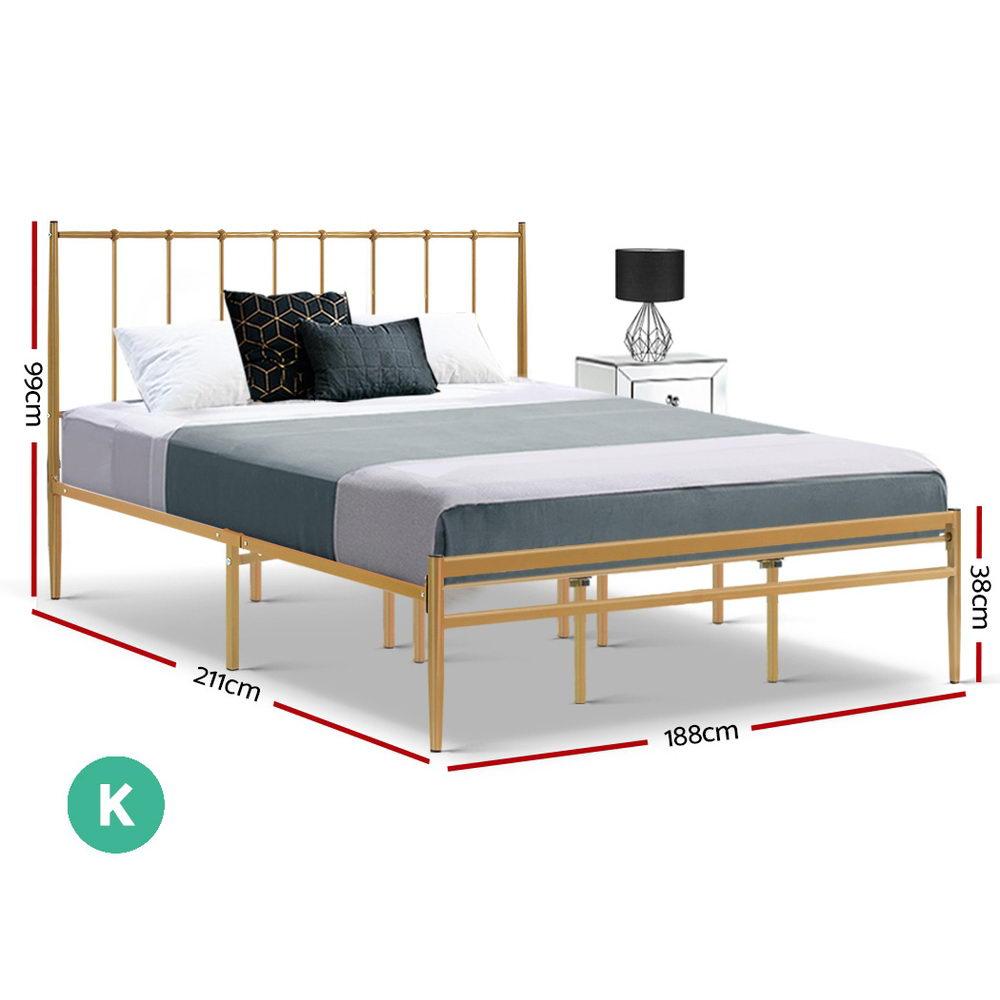 King Package | Amor Bed Gold & Bonita Euro Top Mattress (Medium Firm) - Bedzy Australia