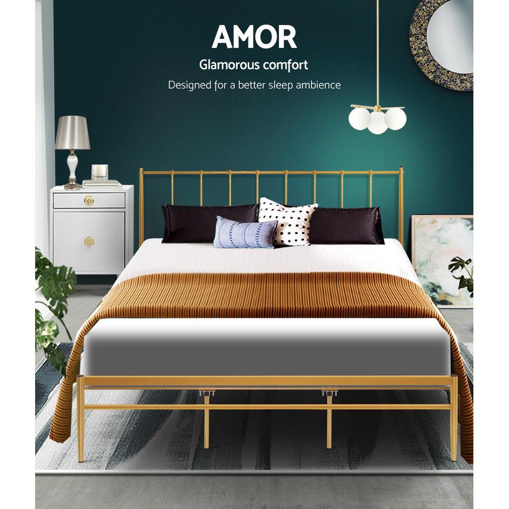 King Package | Amor Bed Gold & Bonita Euro Top Mattress (Medium Firm) - Bedzy Australia