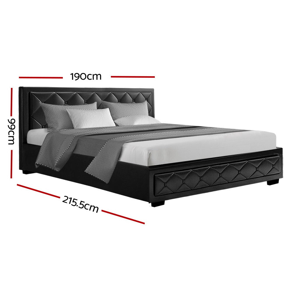 King Package | Bronte Bed Black & Bonita Euro Top Mattress (Medium Firm) - Bedzy Australia