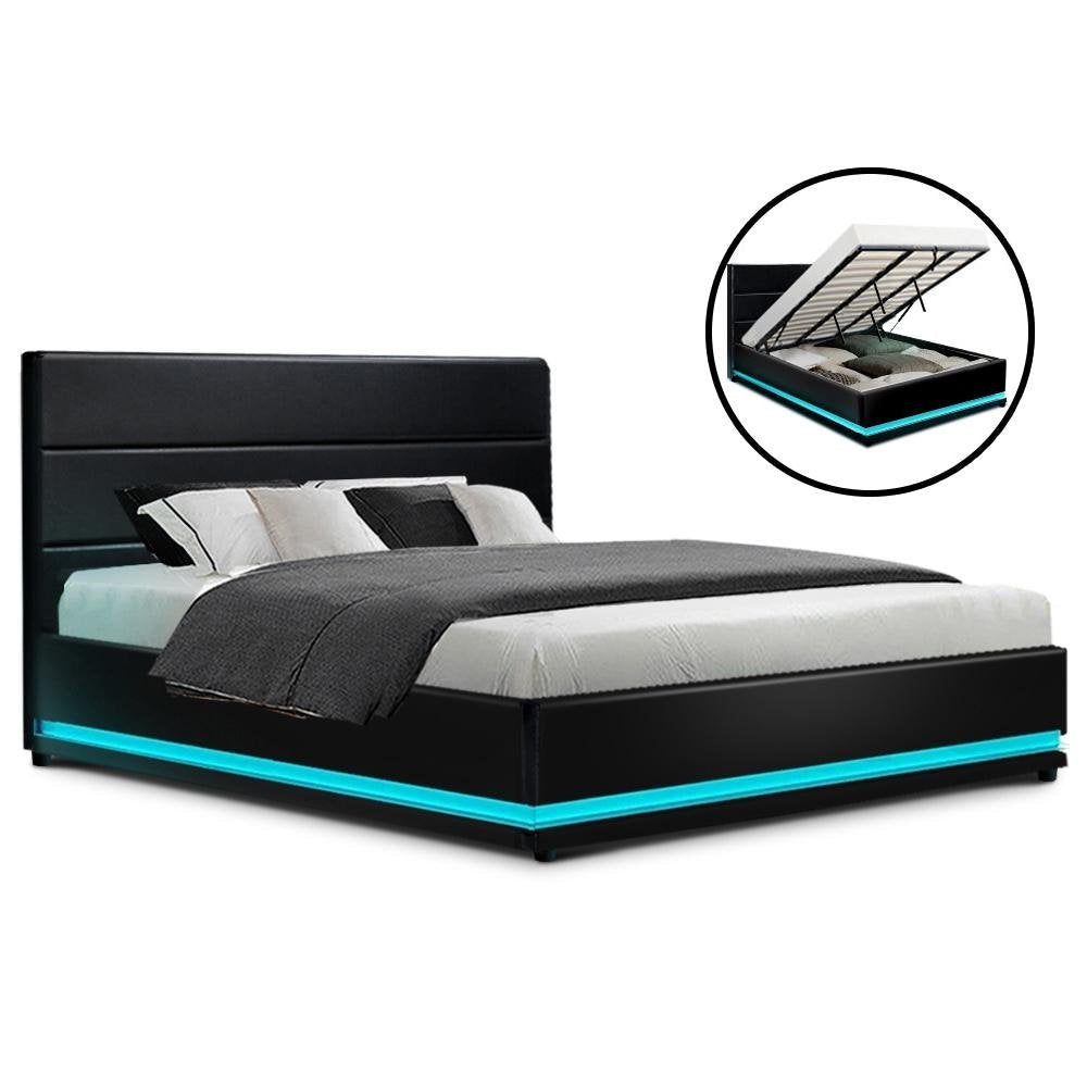 King Package | Henley LED Bed Black & Bonita Euro Top Mattress (Medium Firm) - Bedzy Australia