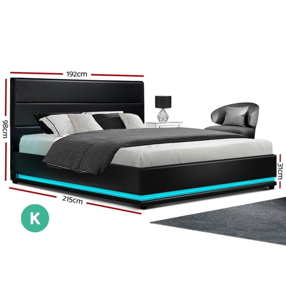 King Package | Henley LED Bed Black & Bonita Euro Top Mattress (Medium Firm) - Bedzy Australia