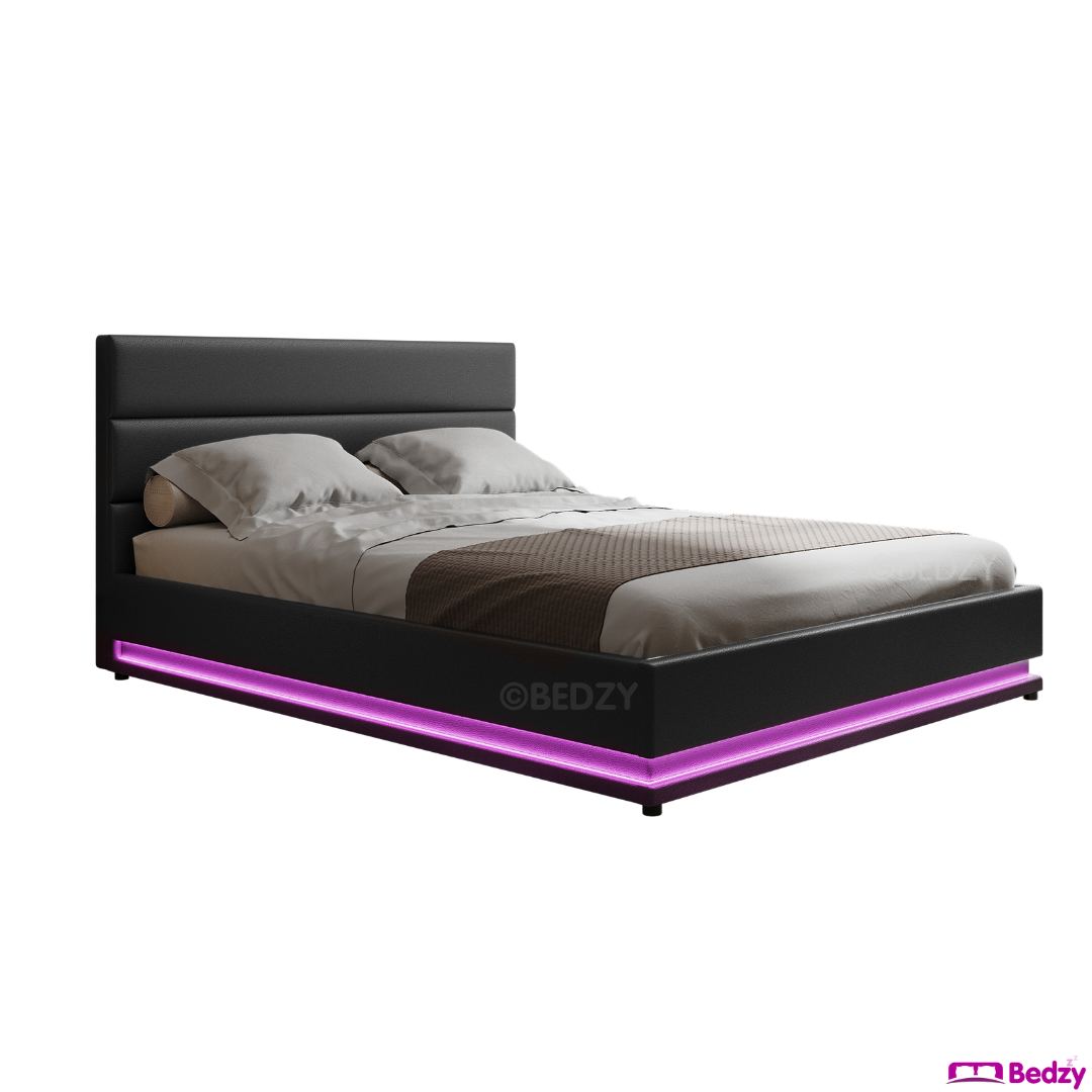 King Package | Henley LED Bed Black & Bonita Euro Top Mattress (Medium Firm) - Bedzy Australia