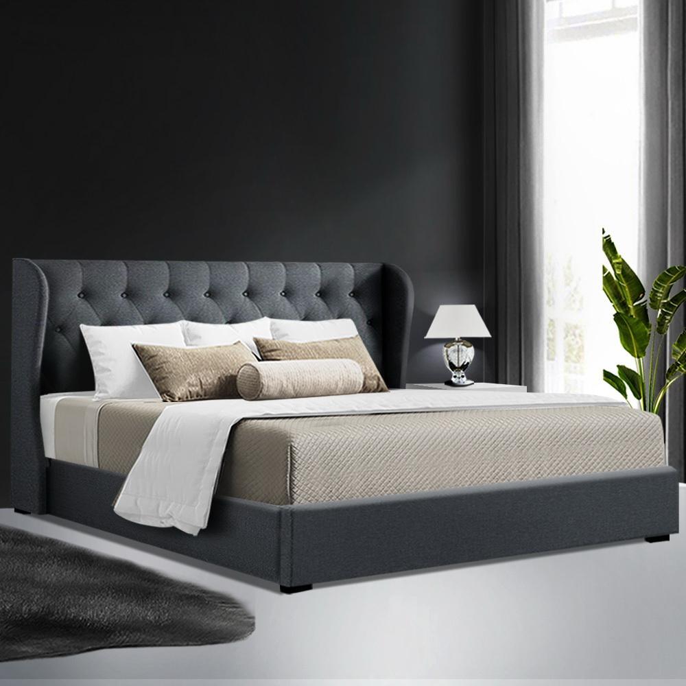 King Premium Package | Elouera Bed Charcoal, Algarve Euro Top Mattress (Medium Firm) & Bamboo Mattress Topper! - Bedzy Australia