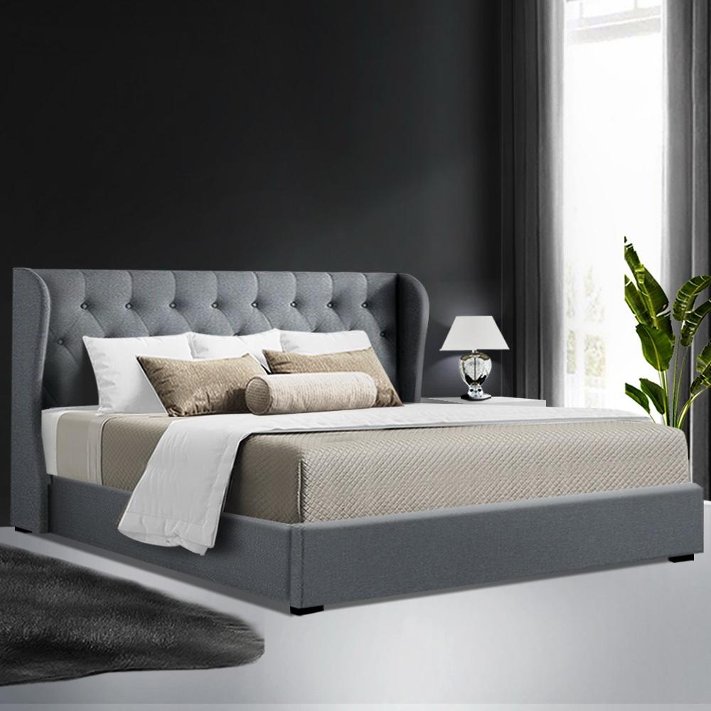 King Premium Package | Elouera Bed Grey, Algarve Euro Top Mattress (Medium Firm) & Deluxe Mattress Topper! - Bedzy Australia