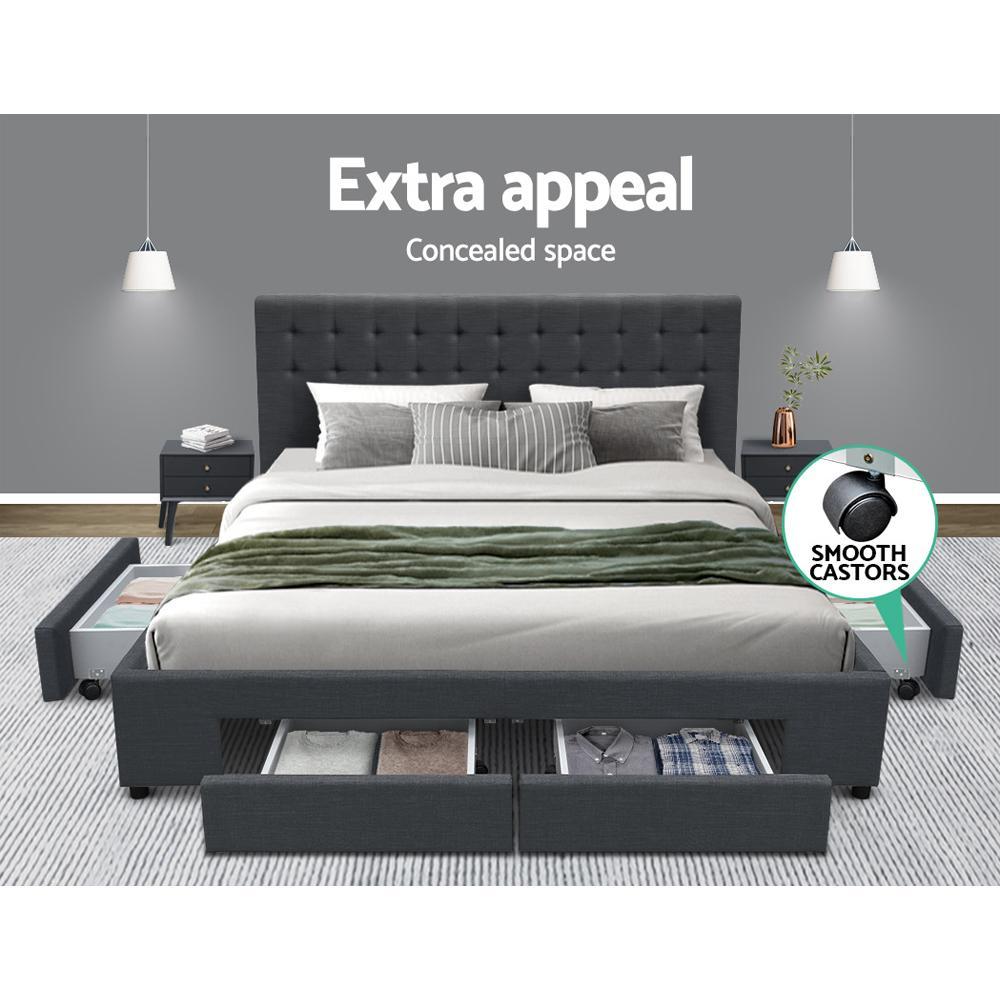 King Premium Package | Trinity Bed Charcoal, Algarve Euro Top Mattress (Medium Firm) & Deluxe Mattress Topper! - Bedzy Australia