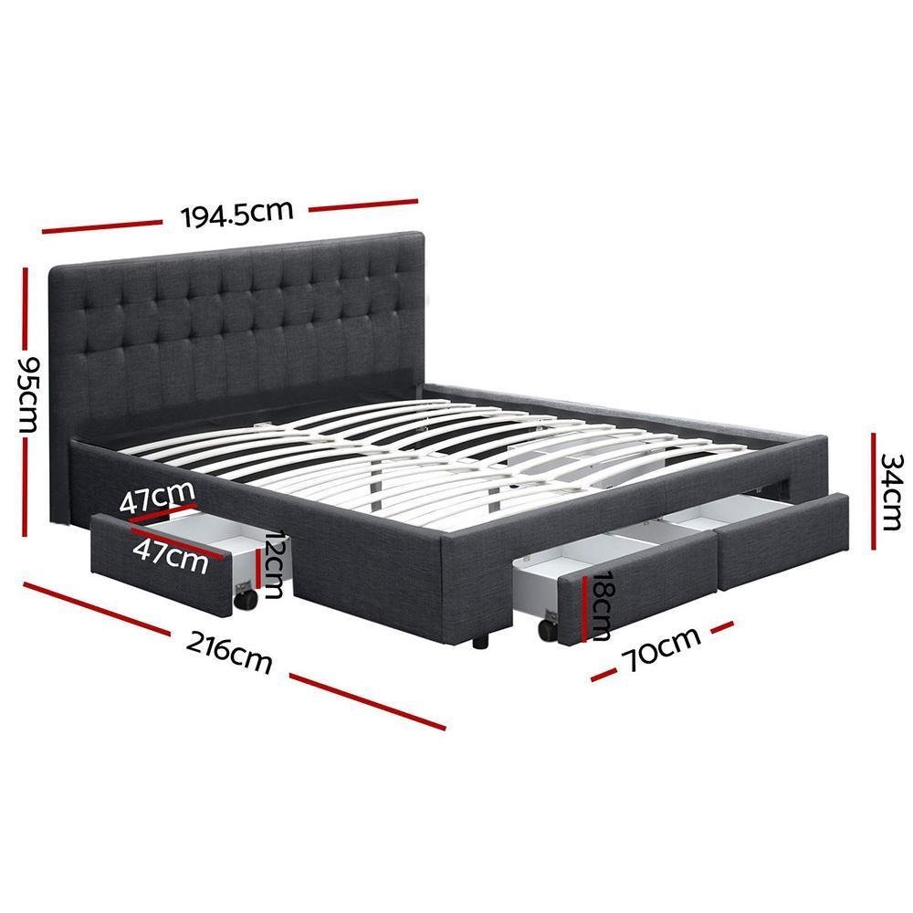 King Premium Package | Trinity Bed Charcoal, Algarve Euro Top Mattress (Medium Firm) & Deluxe Mattress Topper! - Bedzy Australia