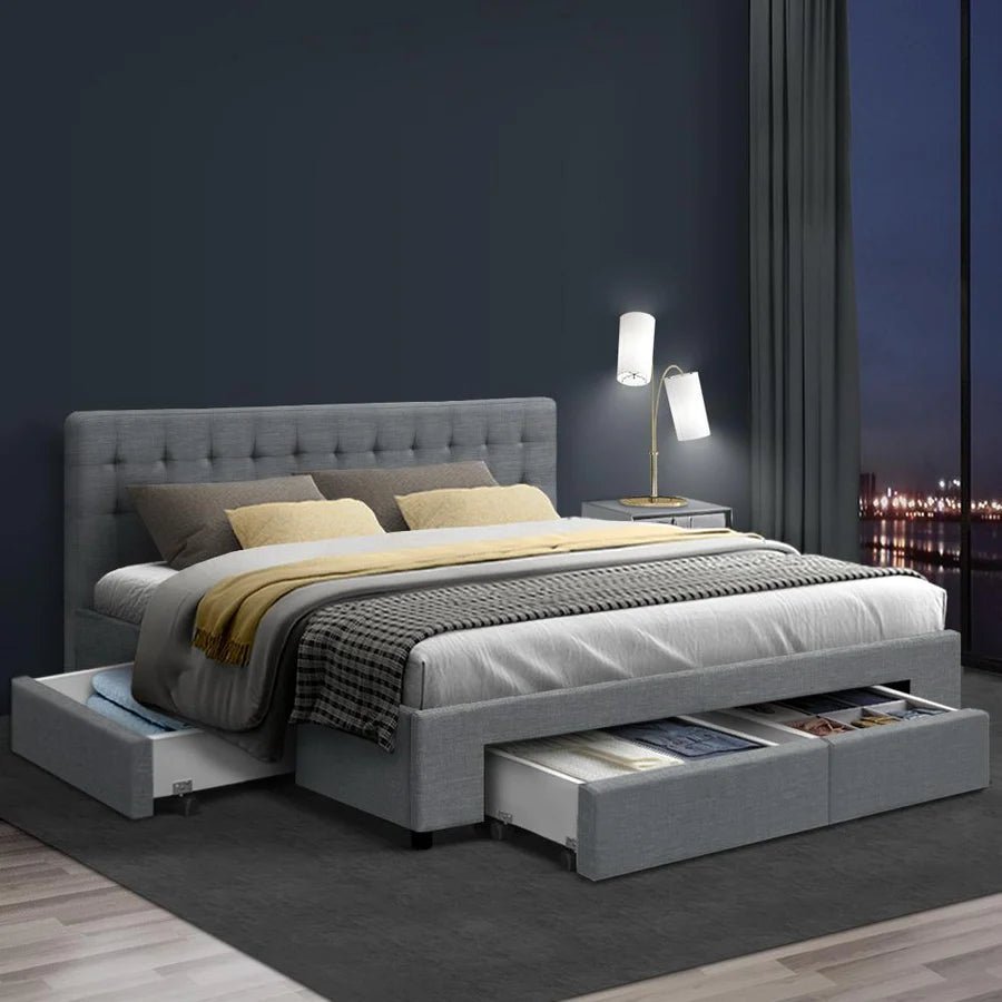 King Premium Package | Trinity Bed Grey, Algarve Euro Top Mattress (Medium Firm) & Deluxe Mattress Topper! - Bedzy Australia (ABN 18 642 972 209) - Cheap affordable bedroom furniture shop near me Australia