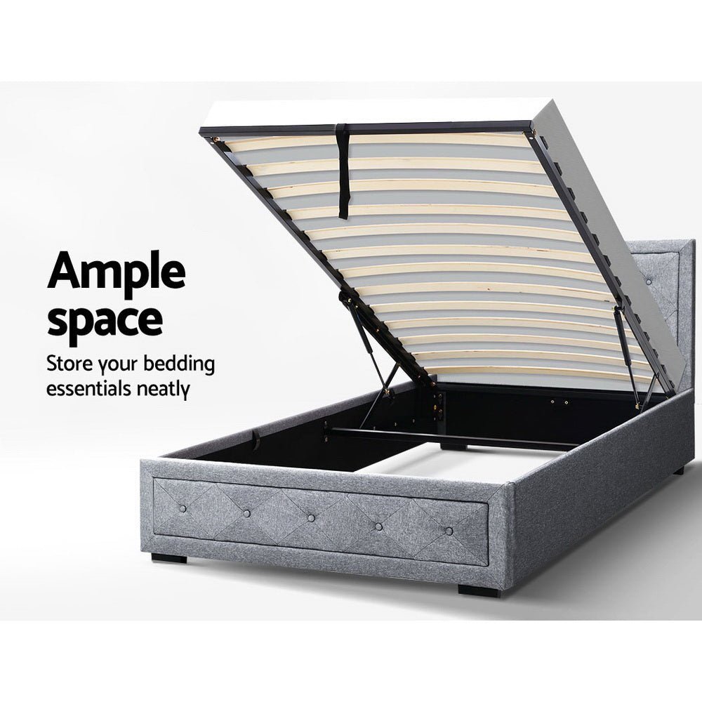 King Single Package | Bronte Storage Bed Frame Grey & Bonita Euro Top Mattress (Medium Firm) - Bedzy Australia