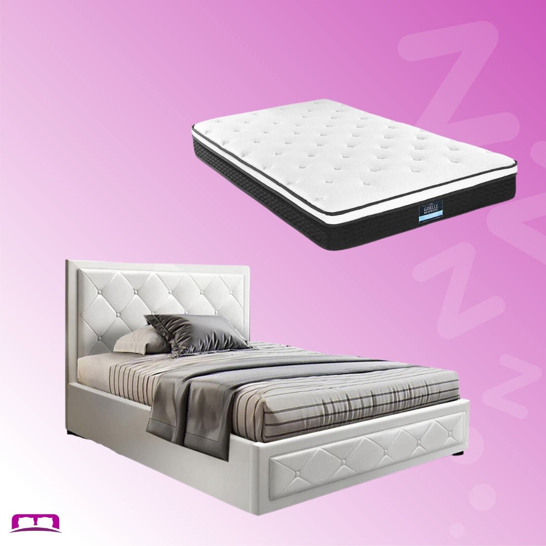 King Single Package | Bronte Storage Bed Frame White & Bonita Euro Top Mattress (Medium Firm) - Bedzy Australia