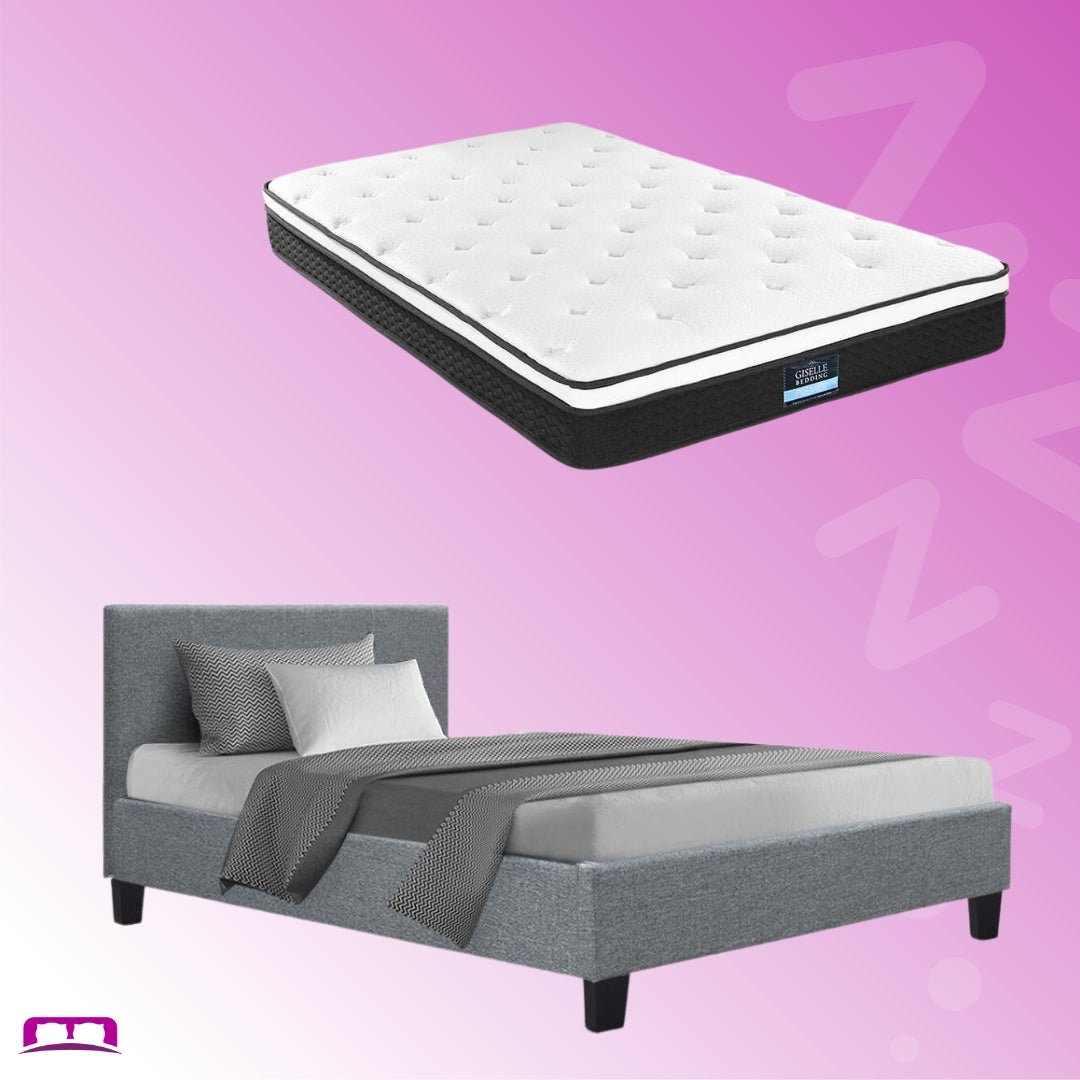 King Single Package | Coogee Bed Grey & Bonita Euro Top Mattress (Medium Firm) - Bedzy Australia