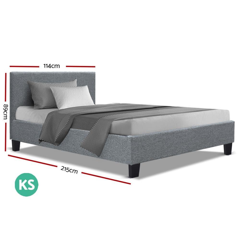 King Single Package | Coogee Bed Grey & Bonita Euro Top Mattress (Medium Firm) - Bedzy Australia