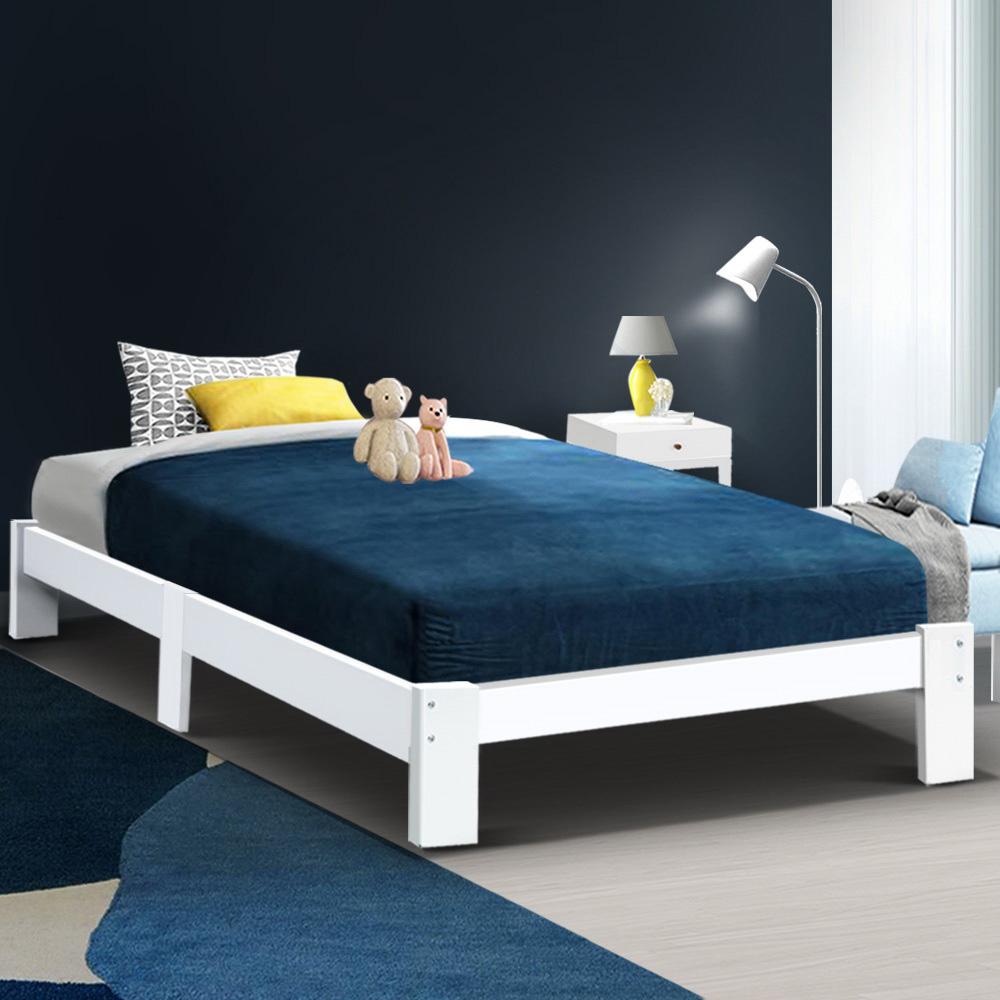 King Single Package | Fairy Wooden Bed Frame White & Bonita Euro Top Mattress (Medium Firm) - Bedzy Australia