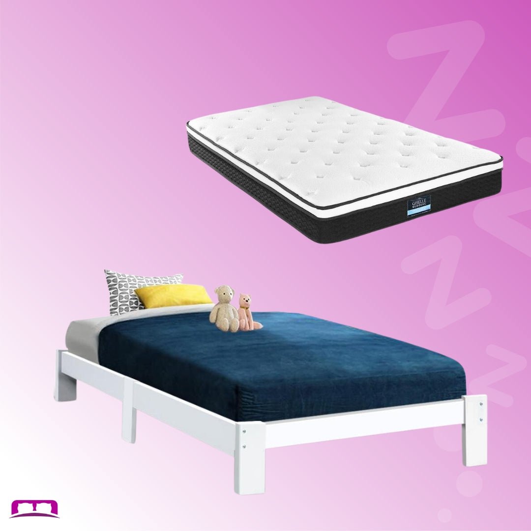 King Single Package | Fairy Wooden Bed Frame White & Bonita Euro Top Mattress (Medium Firm) - Bedzy Australia