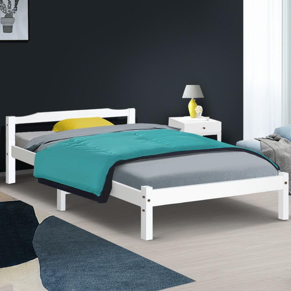 King Single Package | Gibson Wooden Bed Frame White & Bonita Euro Top Mattress (Medium Firm) - Bedzy Australia