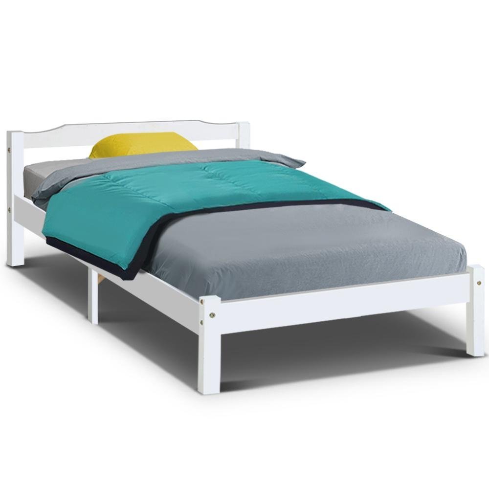 King Single Package | Gibson Wooden Bed Frame White & Bonita Euro Top Mattress (Medium Firm) - Bedzy Australia