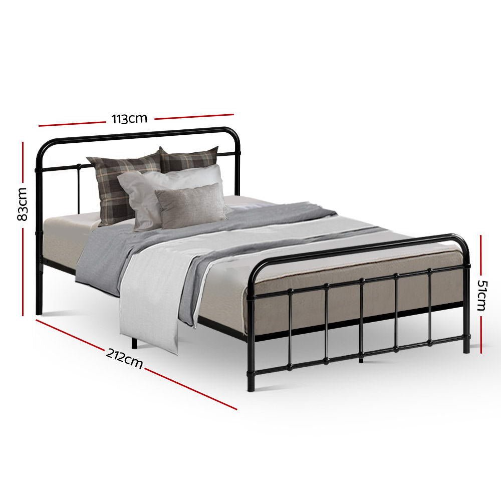 King Single Package | Leo Metal Bed Frame Black & Bonita Euro Top Mattress (Medium Firm) - Bedzy Australia