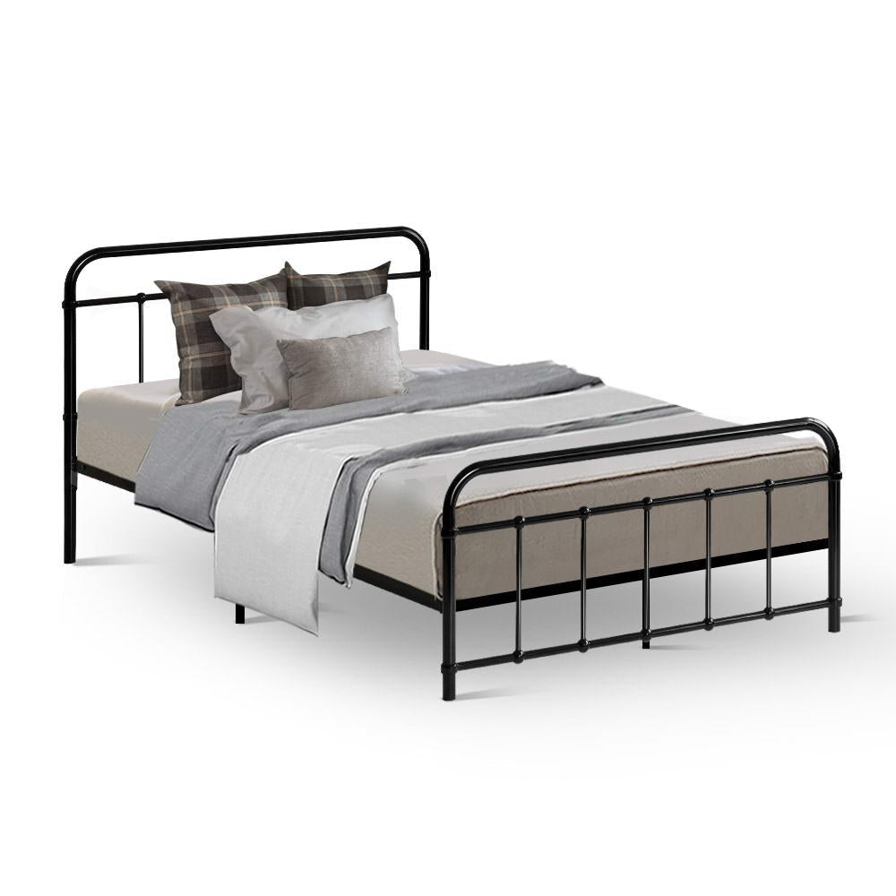 King Single Package | Leo Metal Bed Frame Black & Bonita Euro Top Mattress (Medium Firm) - Bedzy Australia