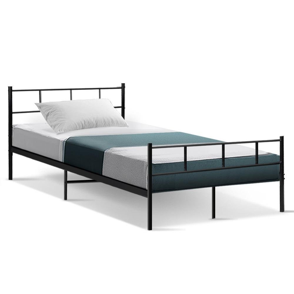 King Single Package | Wategos Metal Bed Frame Black & Bonita Euro Top Mattress (Medium Firm) - Bedzy Australia