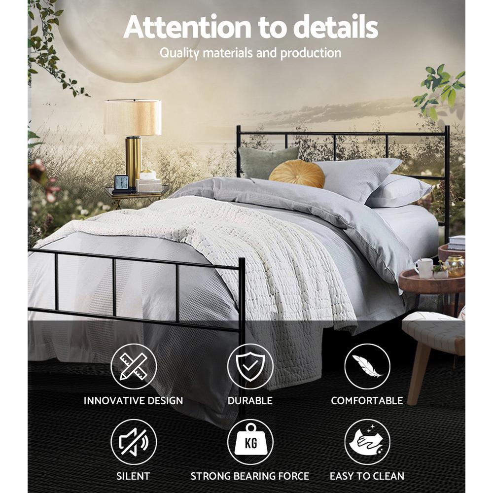 King Single Package | Wategos Metal Bed Frame Black & Bonita Euro Top Mattress (Medium Firm) - Bedzy Australia