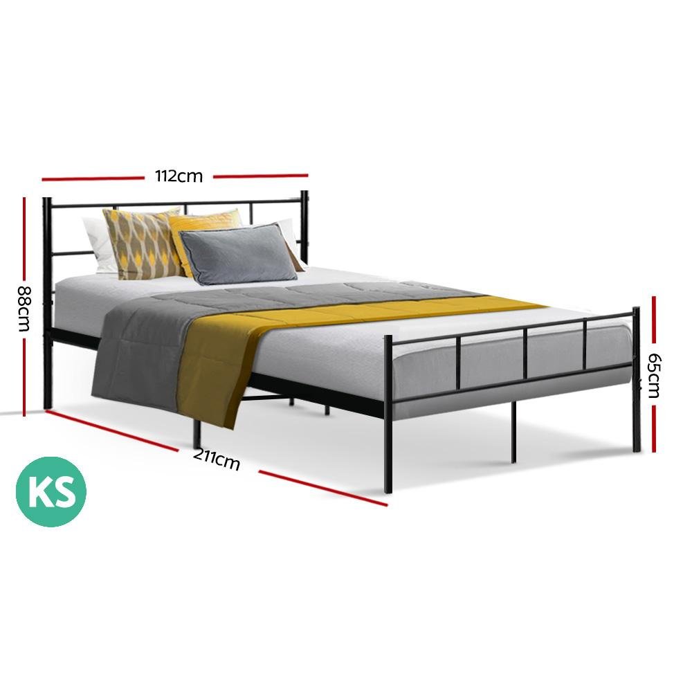 King Single Package | Wategos Metal Bed Frame Black & Bonita Euro Top Mattress (Medium Firm) - Bedzy Australia