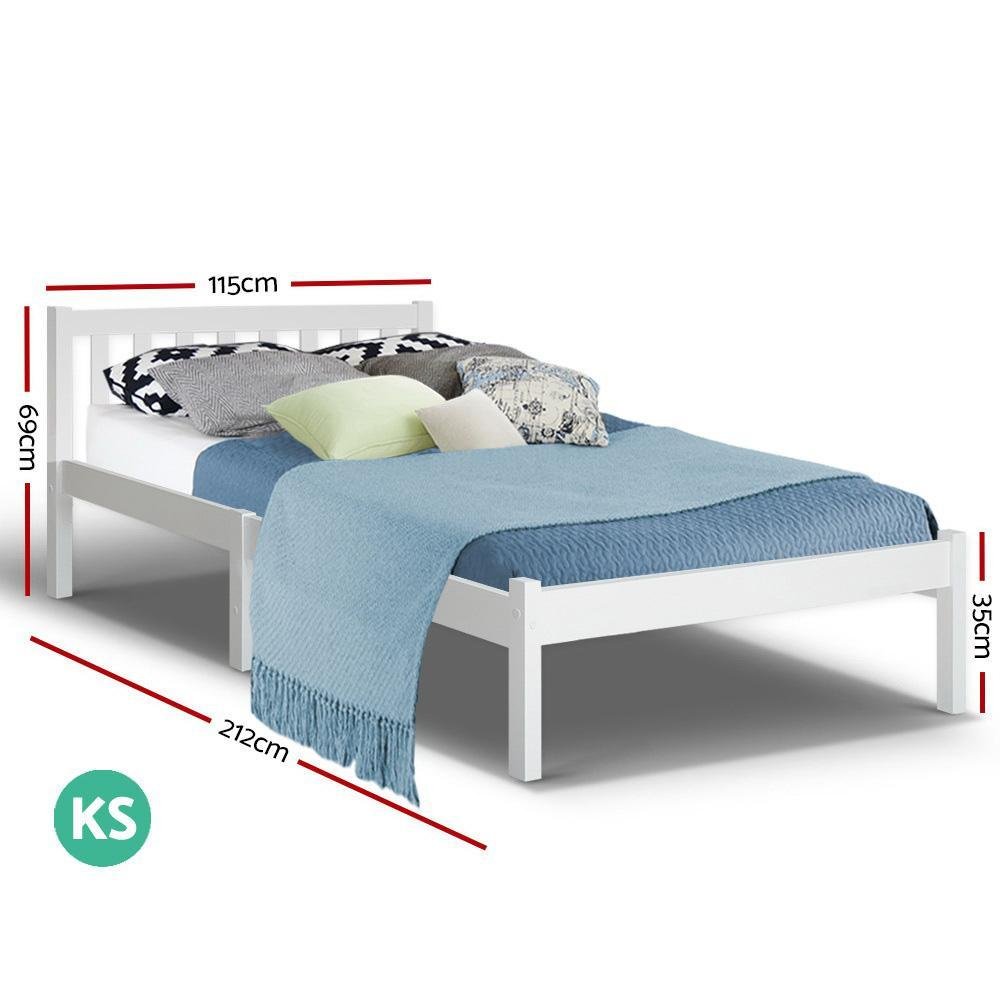 King Single Package | Whitehaven Bed White & Normay Bonnell Spring Pillow Top Mattress (Medium Firm) - Bedzy Australia