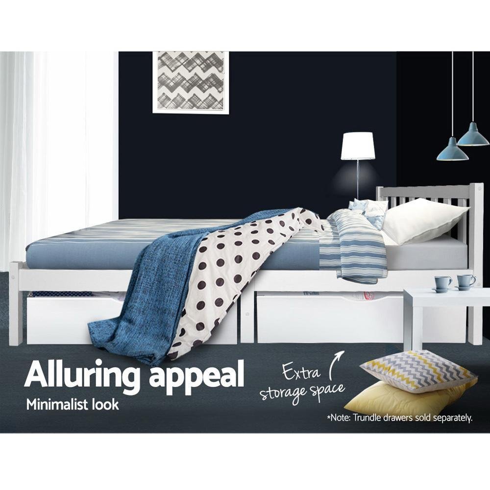 King Single Package | Whitehaven Bed White & Normay Bonnell Spring Pillow Top Mattress (Medium Firm) - Bedzy Australia