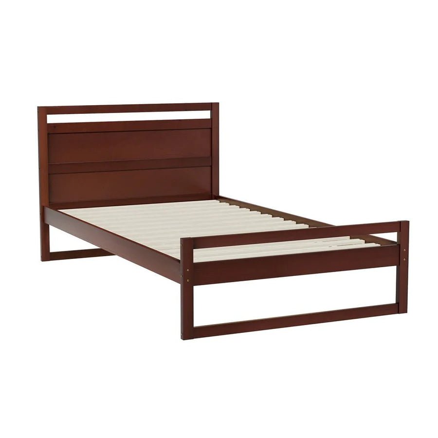 King Single Package | Witton King Single Wooden Bed Frame Walnut & Bonita Euro Top Mattress (Medium Firm) - Bedzy Australia