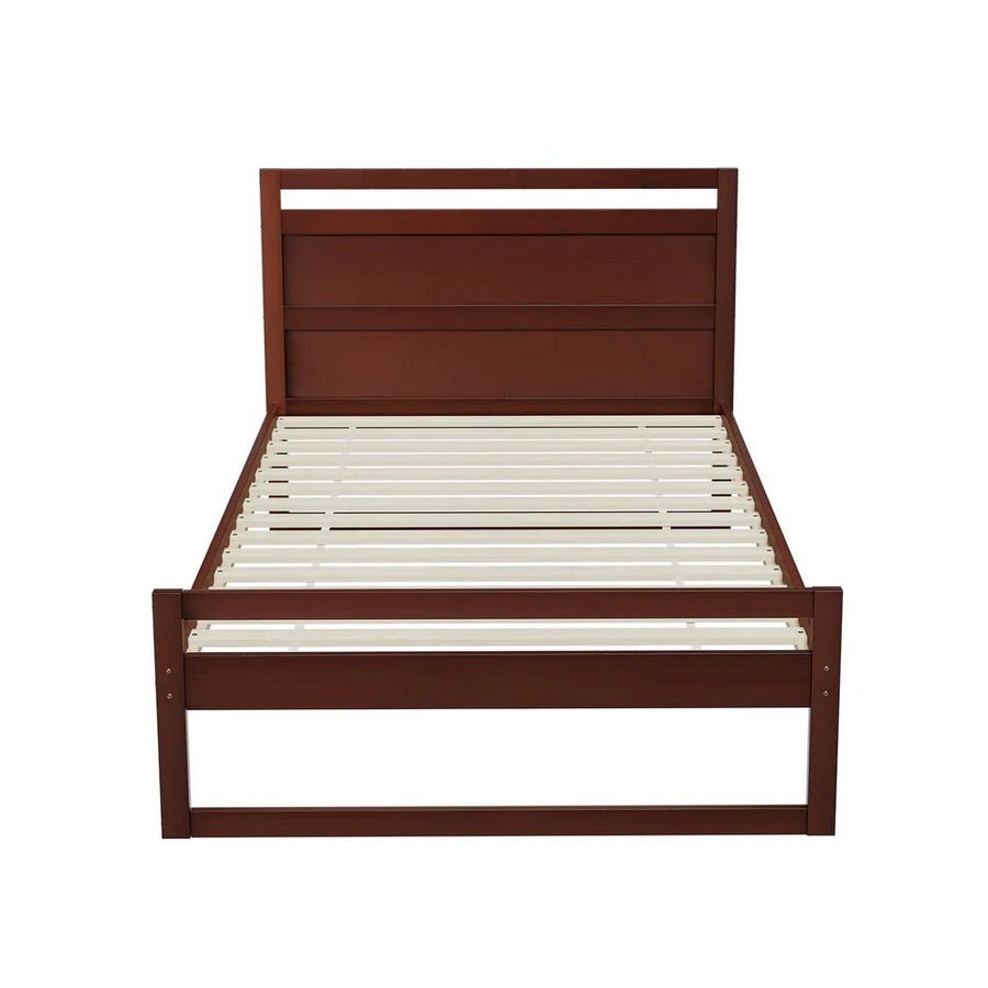 King Single Package | Witton King Single Wooden Bed Frame Walnut & Bonita Euro Top Mattress (Medium Firm) - Bedzy Australia