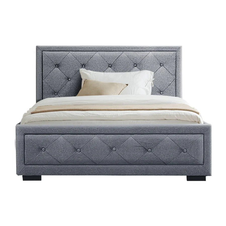 King Single Premium Package | Bronte Storage Bed Frame Grey, Alanya Euro Top Pocket Spring Mattress (Medium Firm) & Pillowtop Mattress Topper - Bedzy Australia