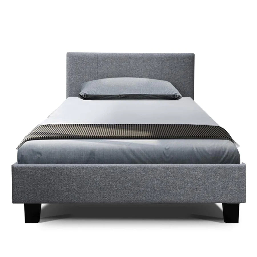 King Single Premium Package | Coogee Bed Frame Grey, Alanya Euro Top Pocket Spring Mattress (Medium Firm) & Pillowtop Mattress Topper - Bedzy Australia