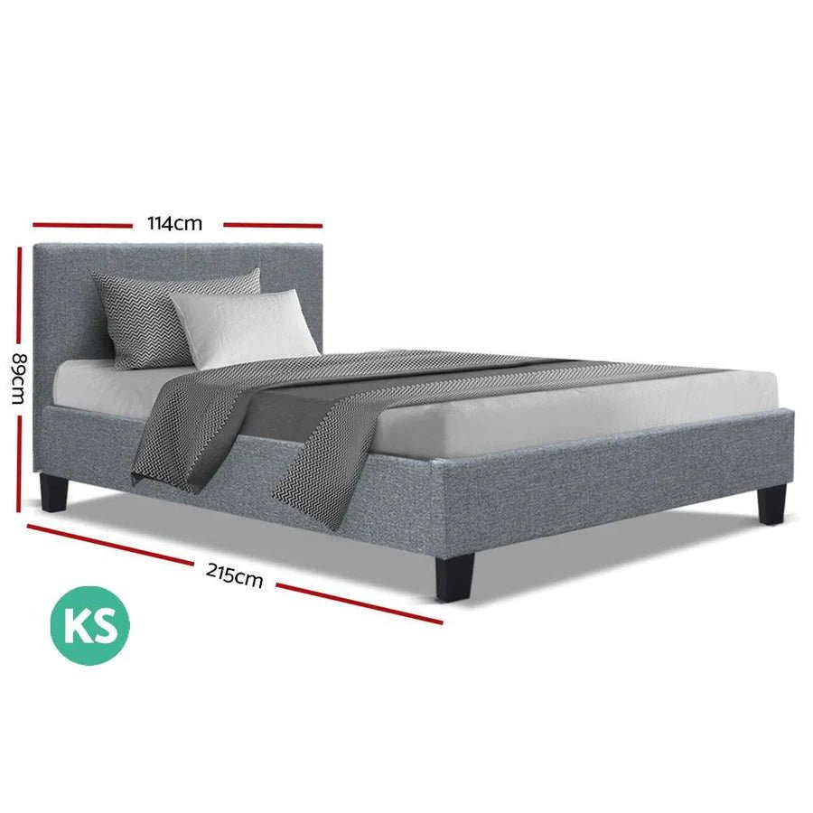 King Single Premium Package | Coogee Bed Frame Grey, Alanya Euro Top Pocket Spring Mattress (Medium Firm) & Pillowtop Mattress Topper - Bedzy Australia