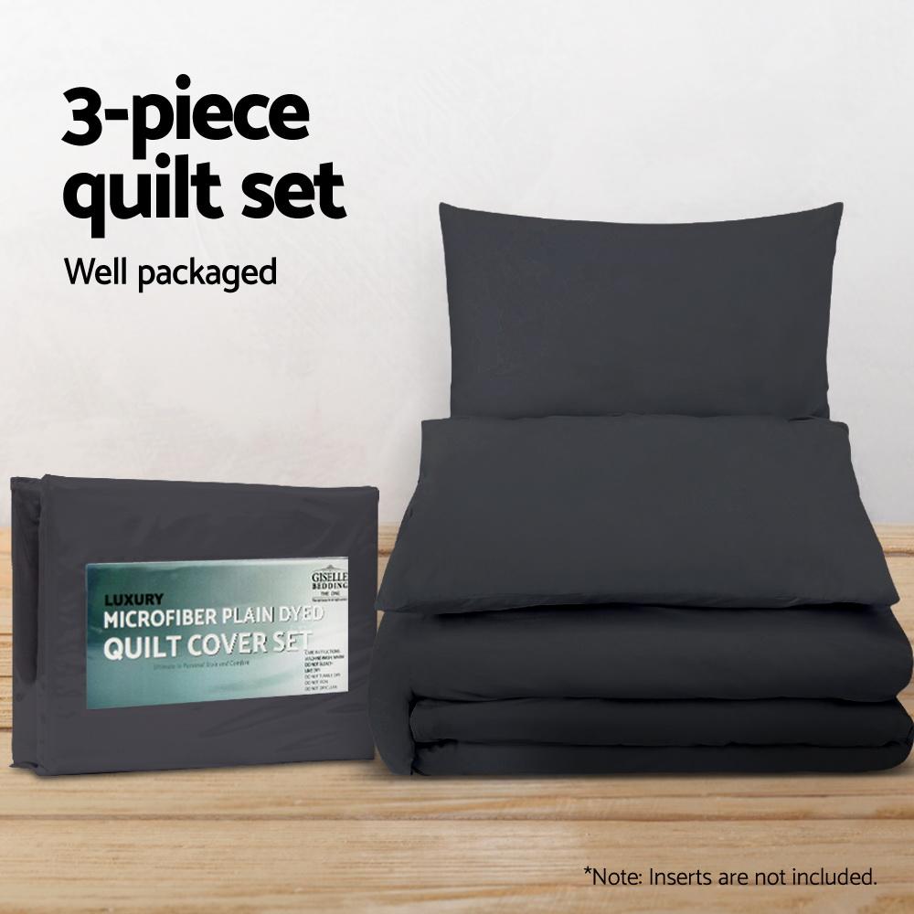 King Size Classic Quilt Cover Set - Black - Bedzy Australia