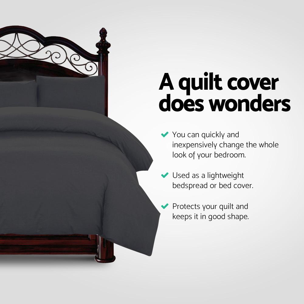 King Size Classic Quilt Cover Set - Black - Bedzy Australia