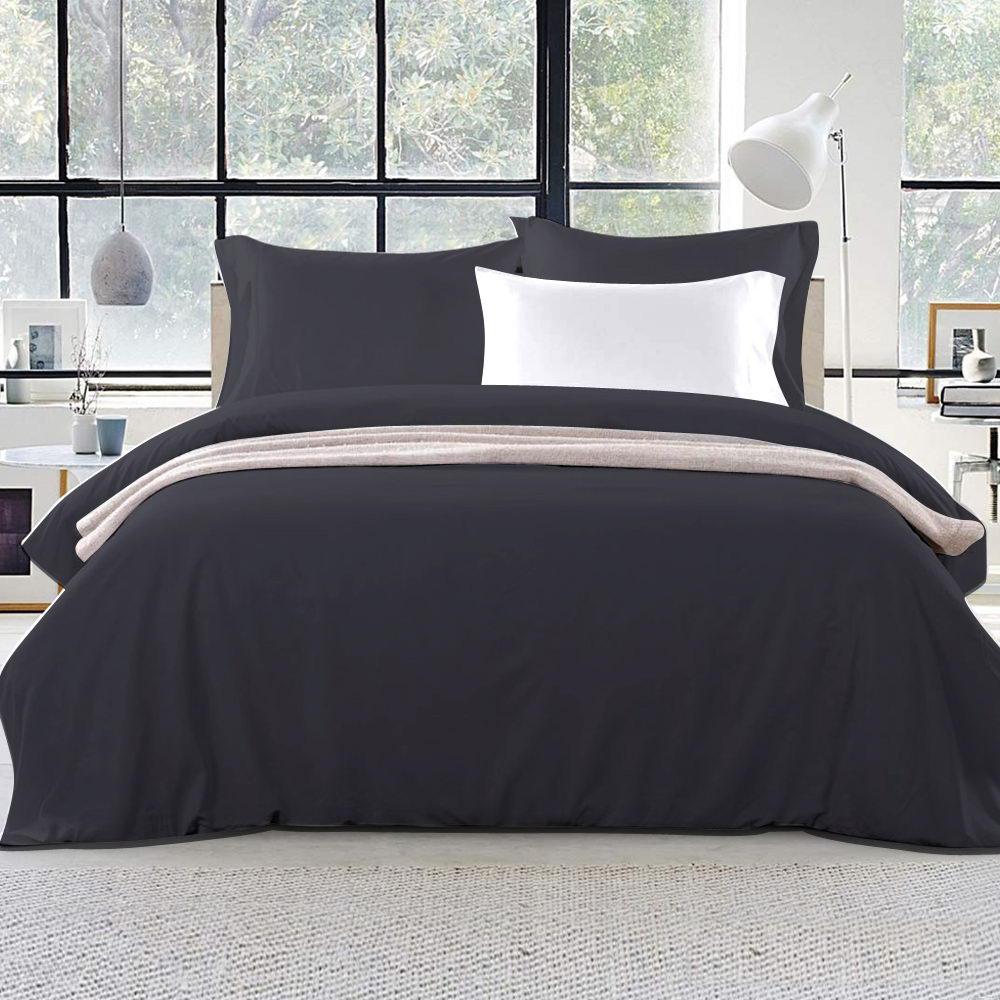 King Size Classic Quilt Cover Set - Black - Bedzy Australia