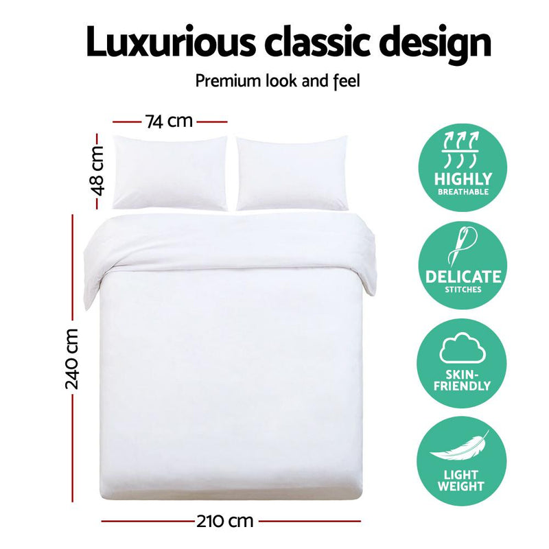 King Size Classic Quilt Cover Set - White - Bedzy Australia
