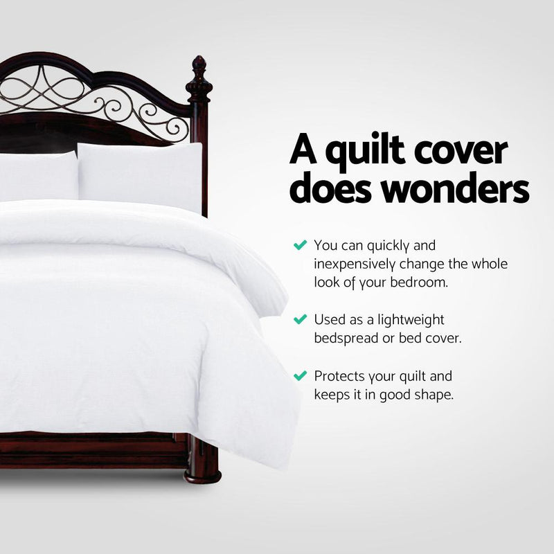 King Size Classic Quilt Cover Set - White - Bedzy Australia