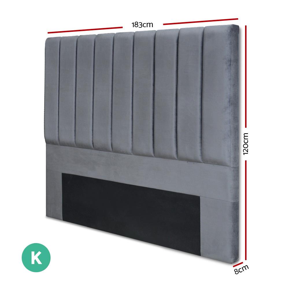 King Size | Fabric Bed Headboard - Grey - Bedzy Australia