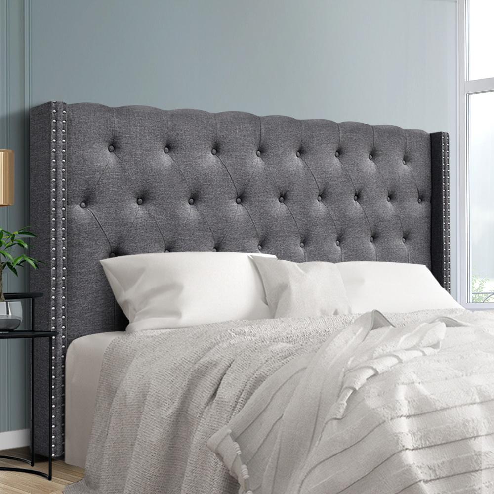 King Size | Luca Bed Headboard (Grey) - Bedzy Australia