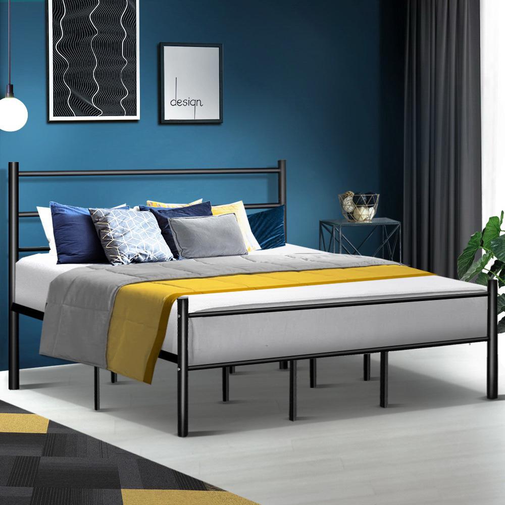 King Size | Metal Queen Bed Frame (Black) - Bedzy Australia