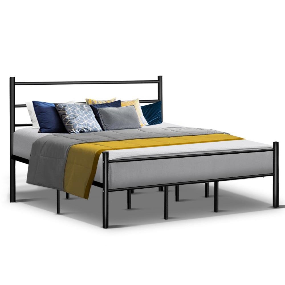 King Size | Metal Queen Bed Frame (Black) - Bedzy Australia