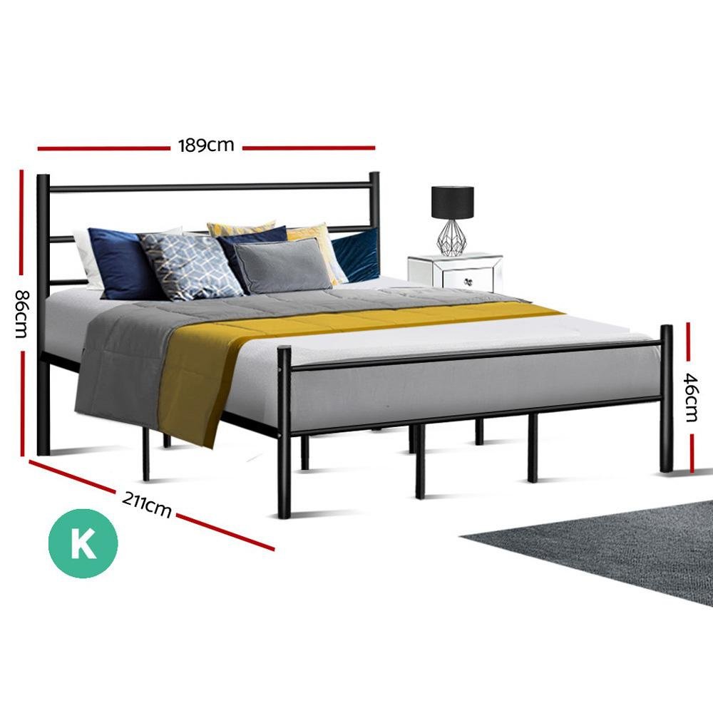 King Size | Metal Queen Bed Frame (Black) - Bedzy Australia