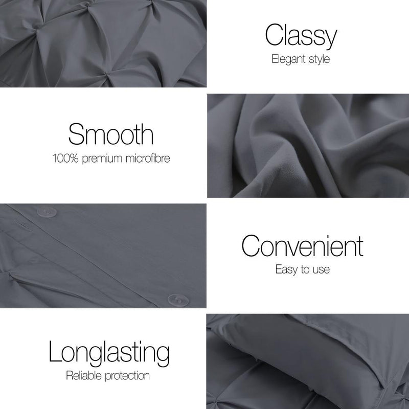 King Size Quilt Cover Set - Charcoal - Bedzy Australia