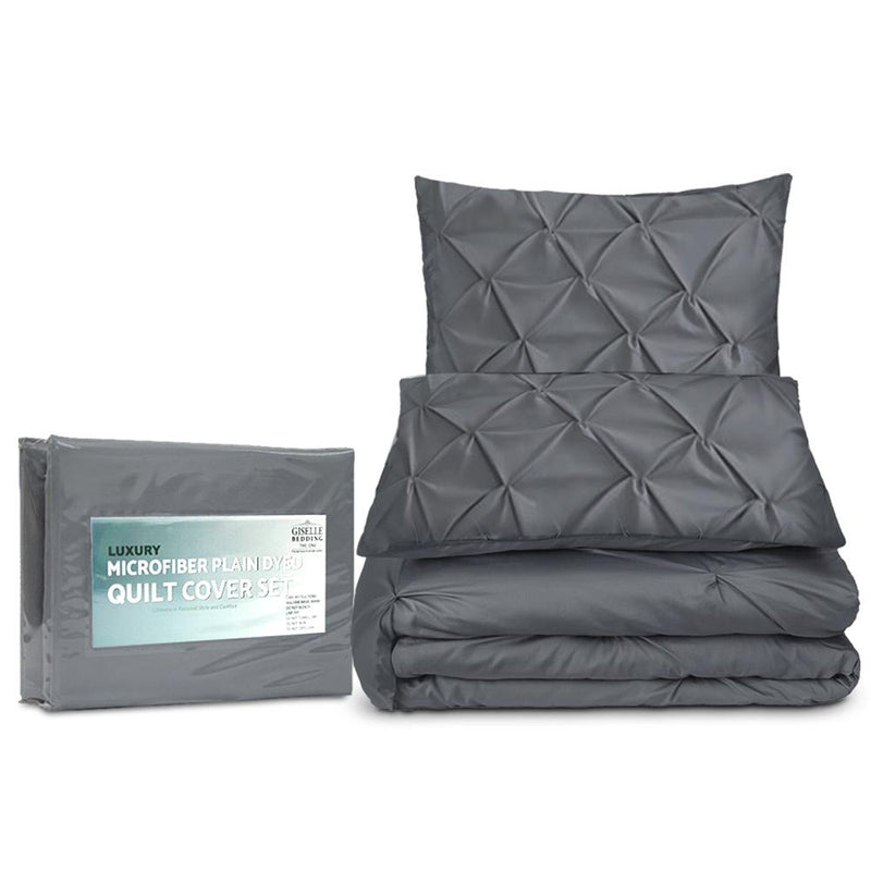 King Size Quilt Cover Set - Charcoal - Bedzy Australia