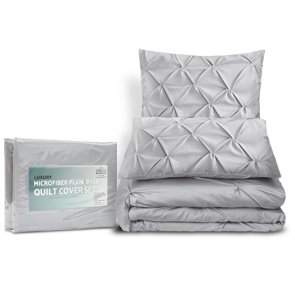 King Size Quilt Cover Set - Grey - Bedzy Australia