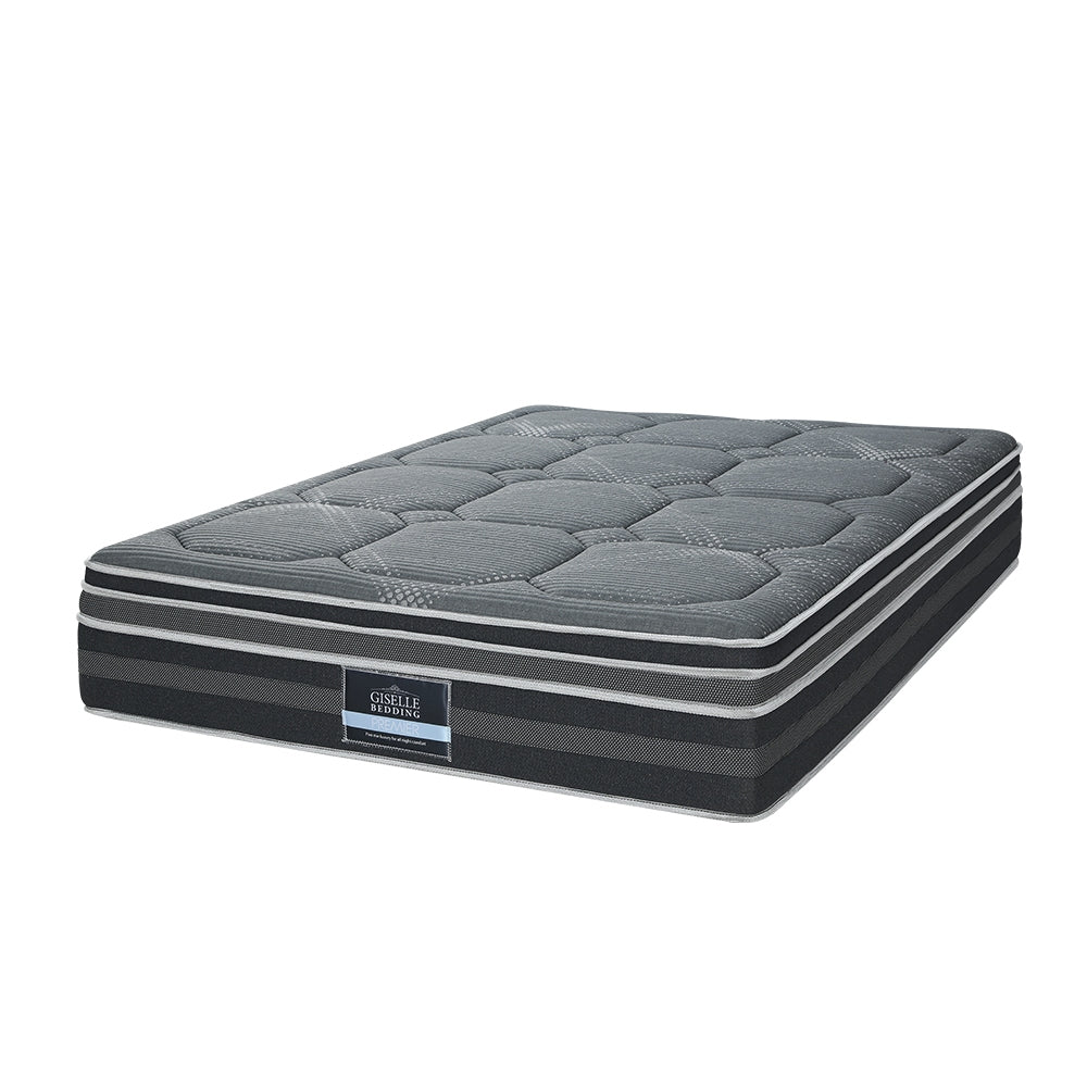 King Ultra Package | Henley LED Bed Black, 2 x LED Bedside Tables, Platinum Series Dual Euro Top Mattress, Pillowtop Mattress Topper & 4 x Pillows - Bedzy Australia