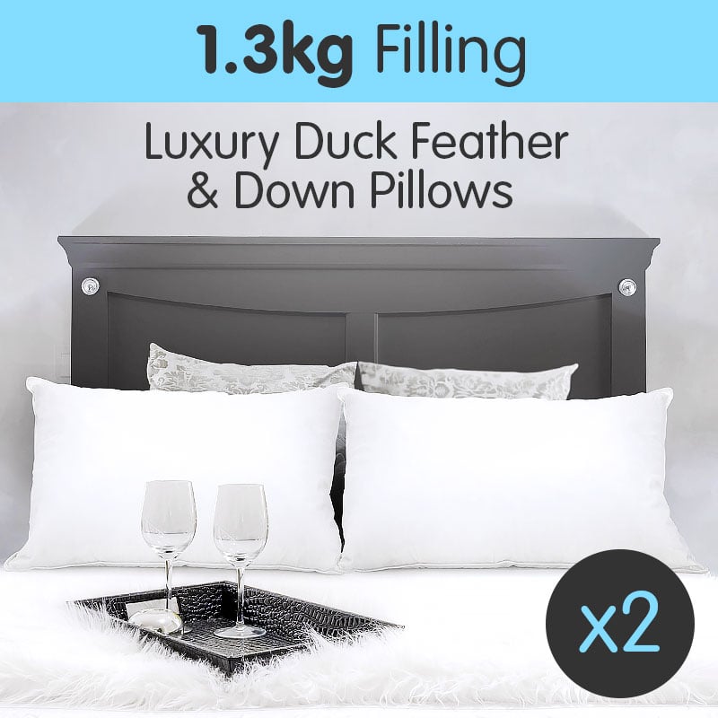 Laura Hill Duck Down Feather Pillow Twin Set - 1.3kg - Home & Garden > Bedding - Bedzy Australia