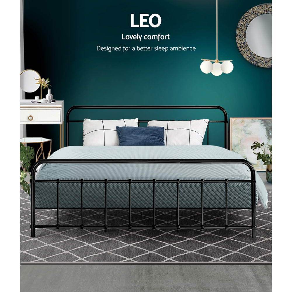 Leo Metal King Bed Frame Black - Bedzy Australia