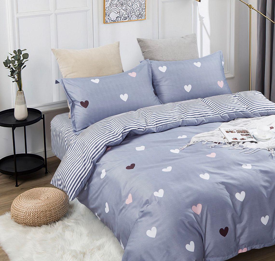 Love Heart King Size Quilt/Doona/Duvet Cover Set - Home & Garden > Bedding - Bedzy Australia