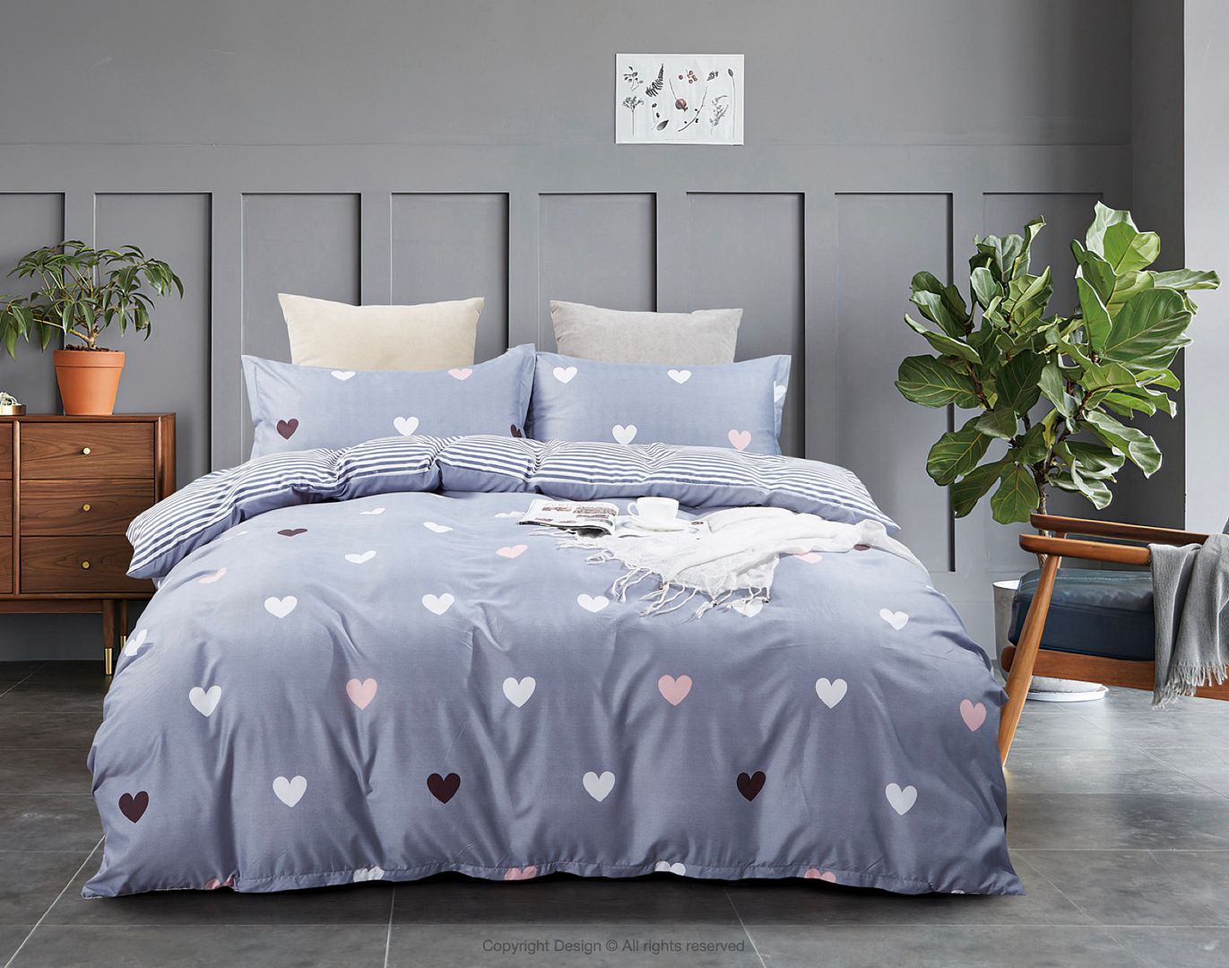 Love Heart King Size Quilt/Doona/Duvet Cover Set - Home & Garden > Bedding - Bedzy Australia